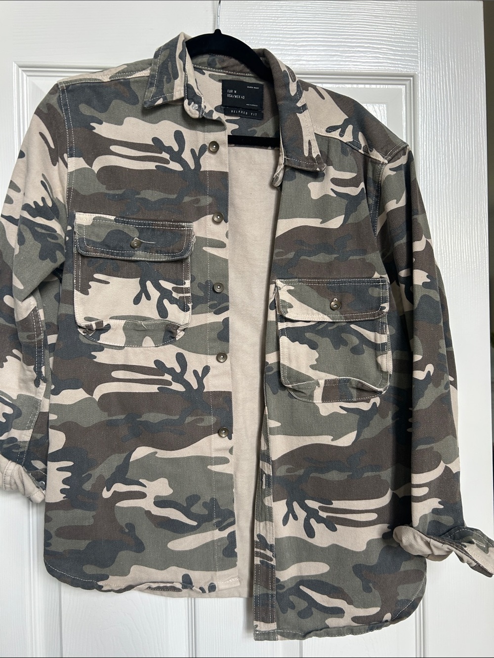 Zara Men's Camo Field Jacket in Green, Tan & Brown